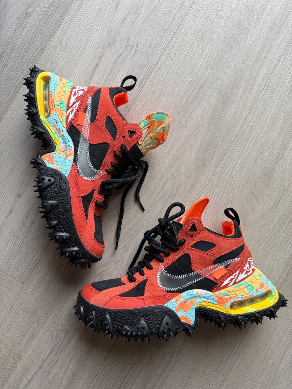Nike Women's Orange and Black Trail Sneakers with Multicolor Accent